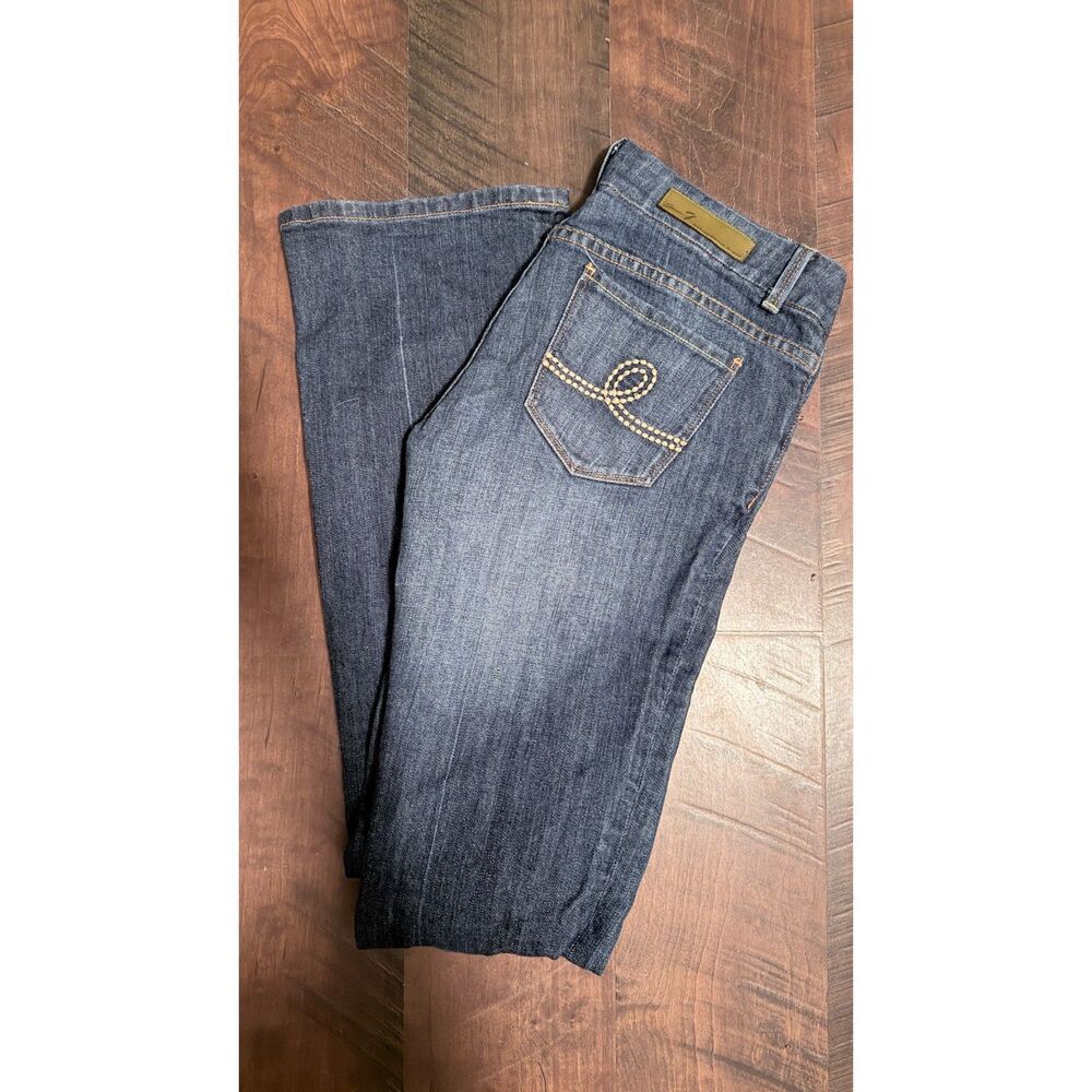 Seven7 Premium Denim Bootcut Jeans Women's 27 Blue Embroidered Pockets Y2K